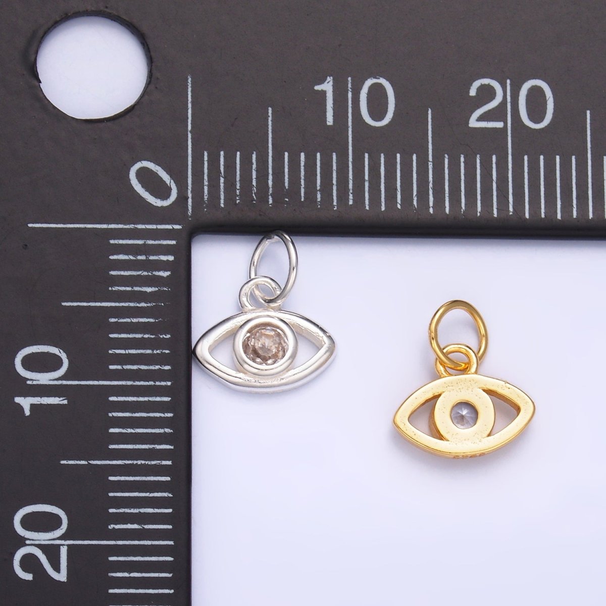 S925 Sterling Silver CZ Evil Eye Mini Charm in Gold & Silver | SL-622