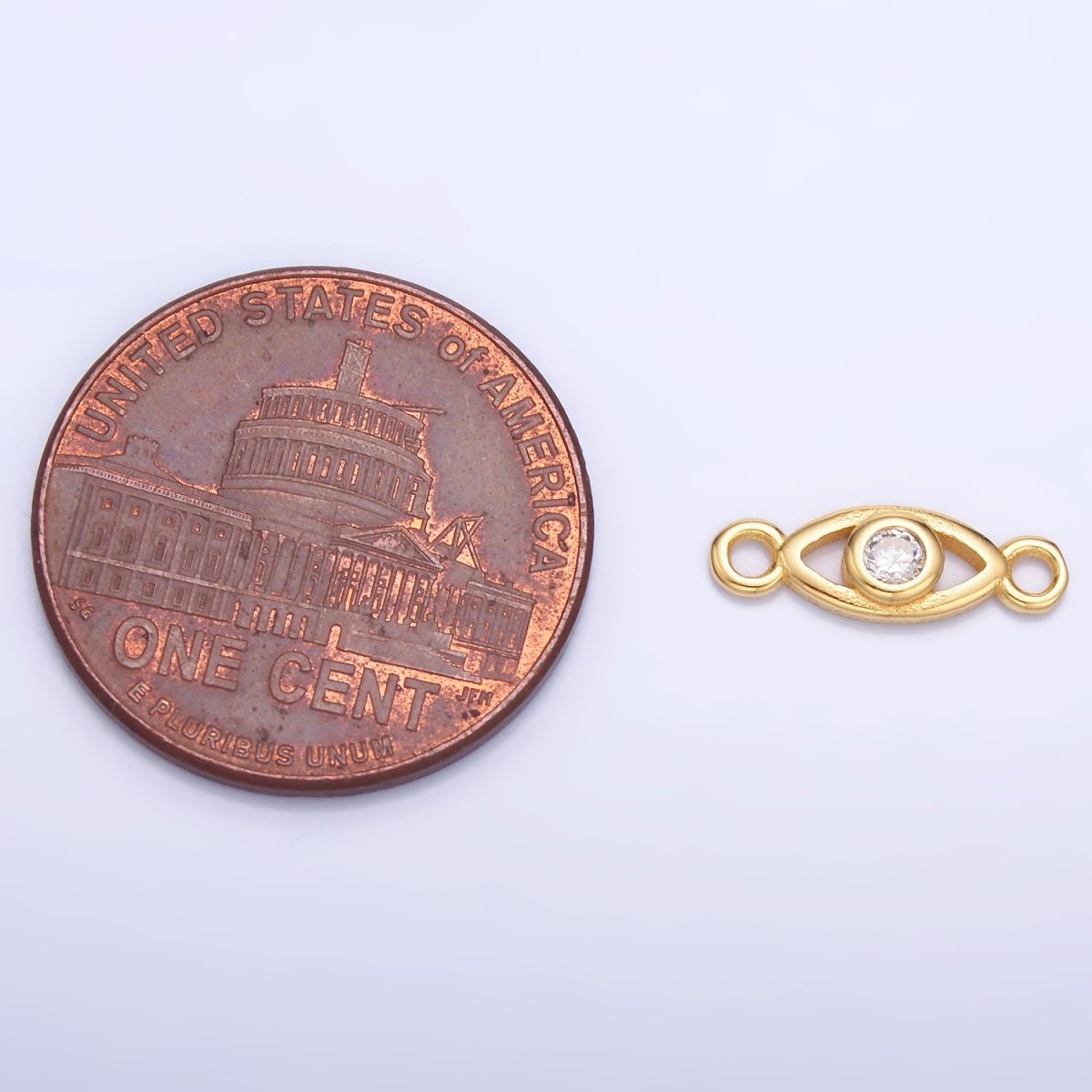 S925 Sterling Silver CZ Evil Eye Open Connector in Gold & Silver | SL-610