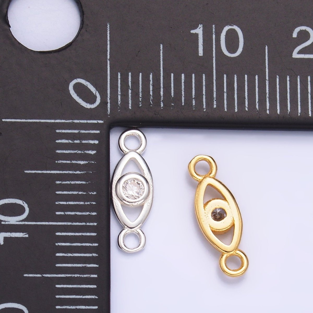 S925 Sterling Silver CZ Evil Eye Open Connector in Gold & Silver | SL-610