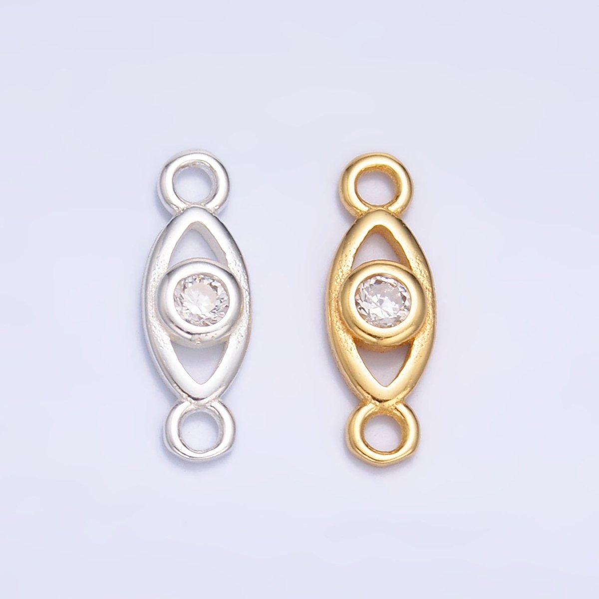 S925 Sterling Silver CZ Evil Eye Open Connector in Gold & Silver | SL-610