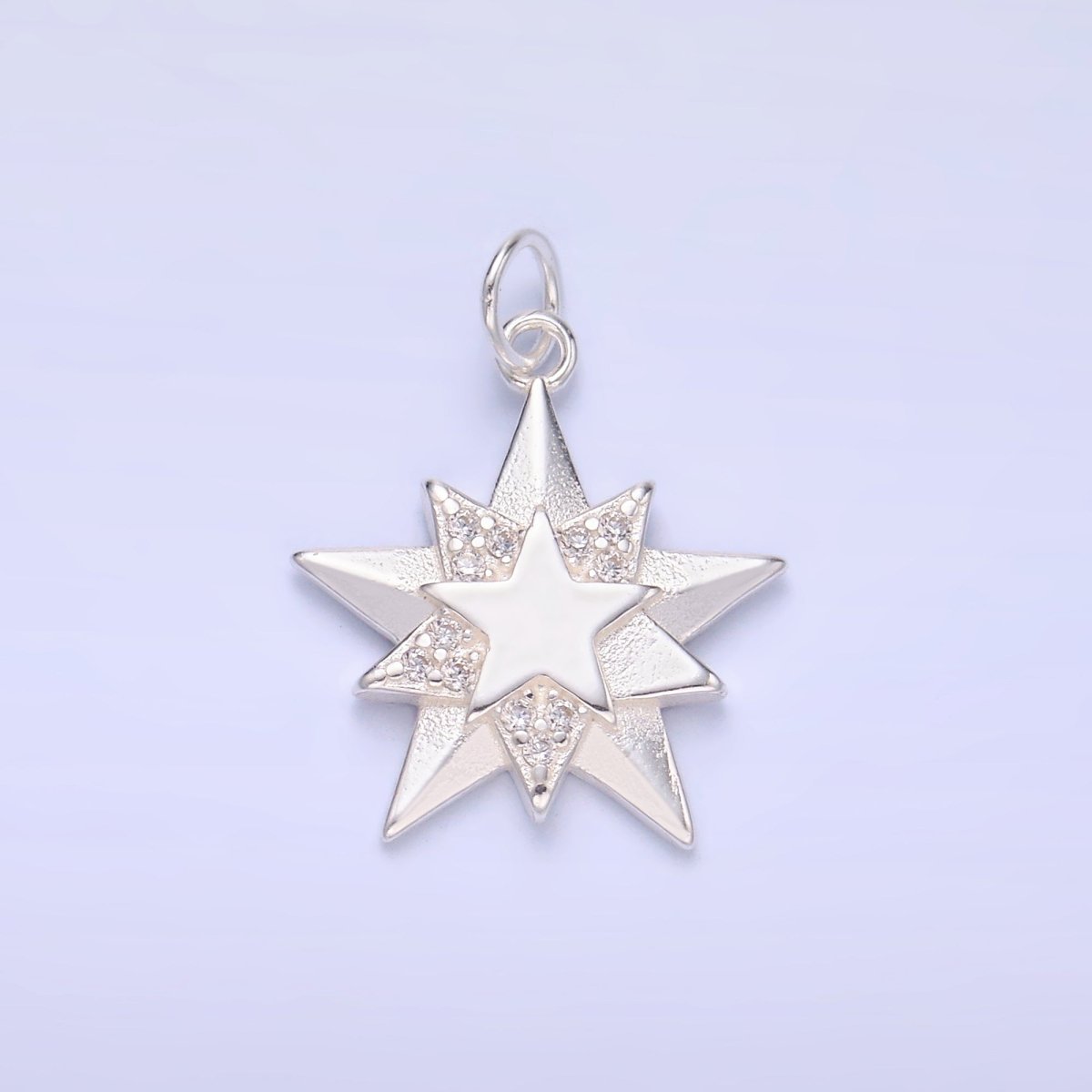 S925 Sterling Silver CZ Micro Paved CZ Celestial Star Charm in Gold & Silver | SL-629
