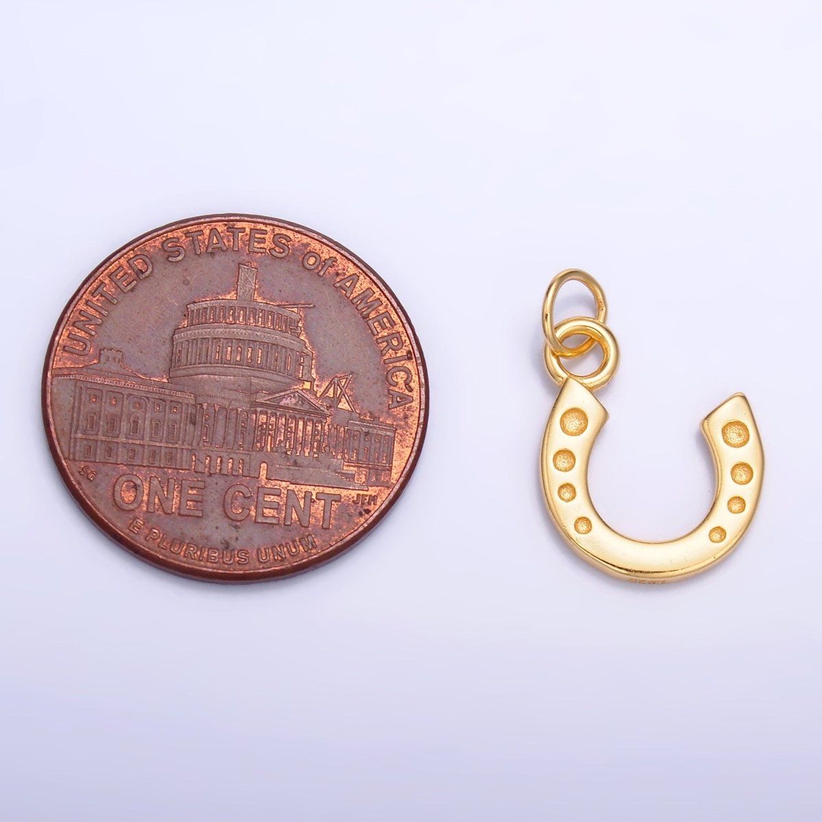 S925 Sterling Silver Dotted Horseshoe Charm in Gold & Silver | SL-624