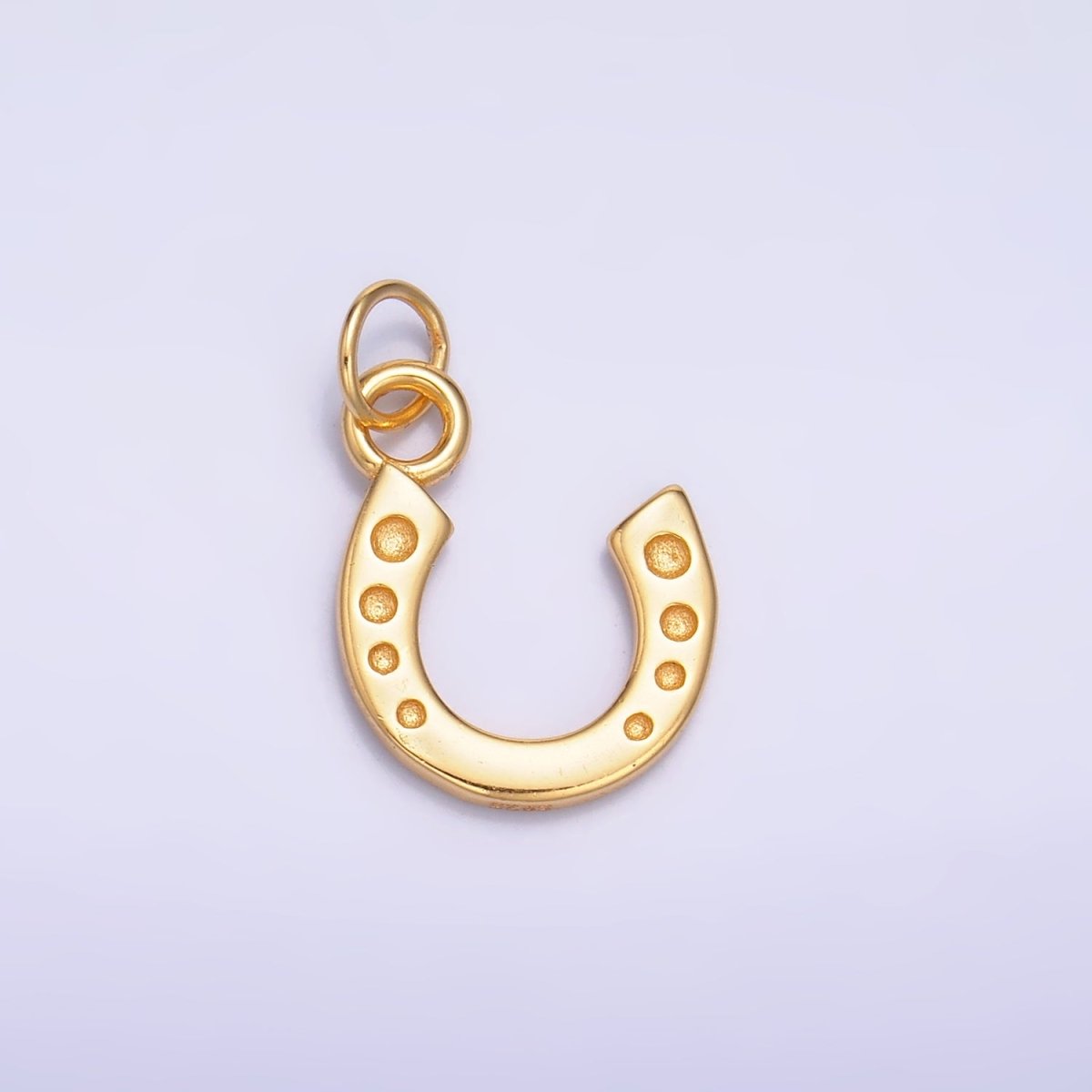 S925 Sterling Silver Dotted Horseshoe Charm in Gold & Silver | SL-624