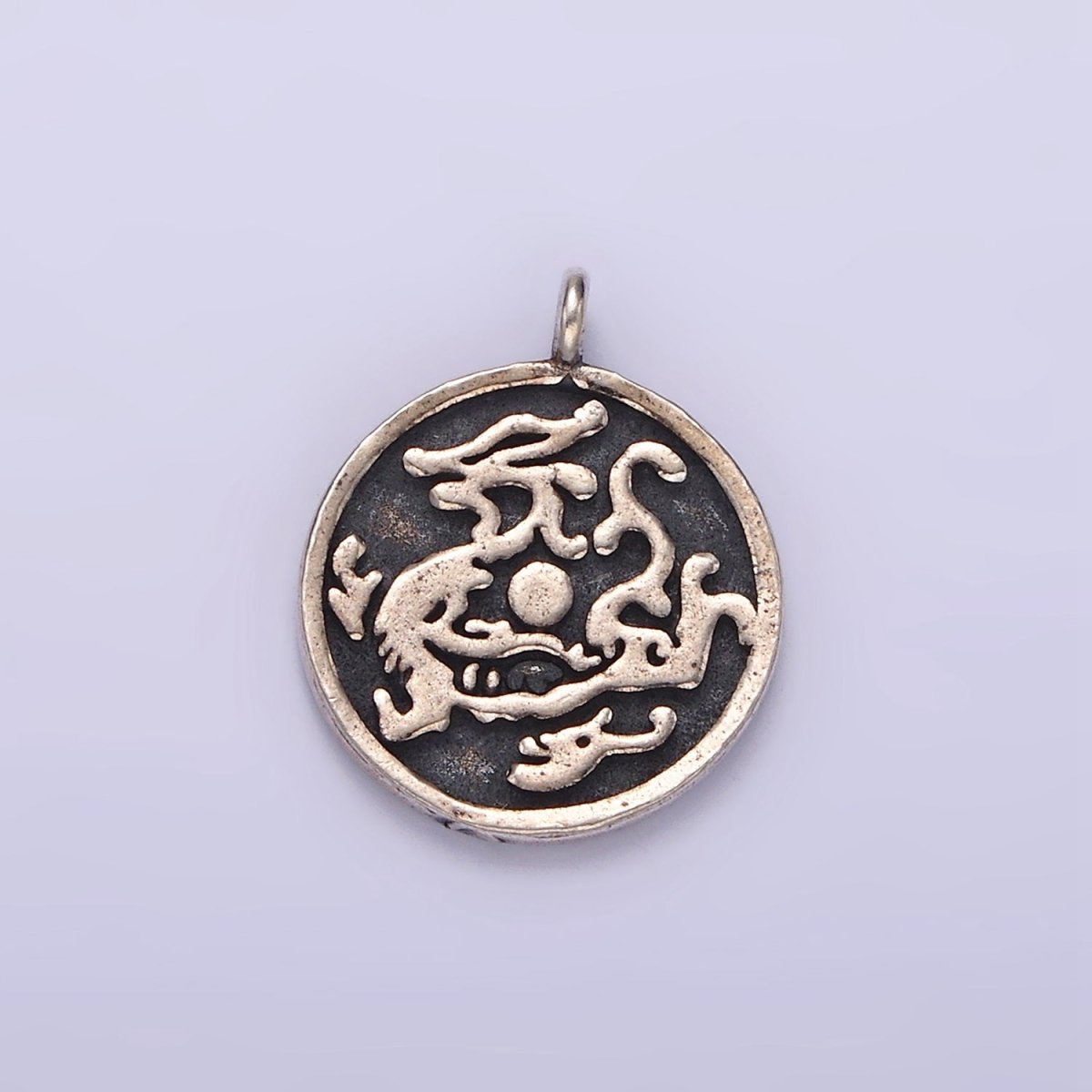 S925 Sterling Silver Dragon Abstract 15.5mm Round Pendant | SL-381 - DLUXCA