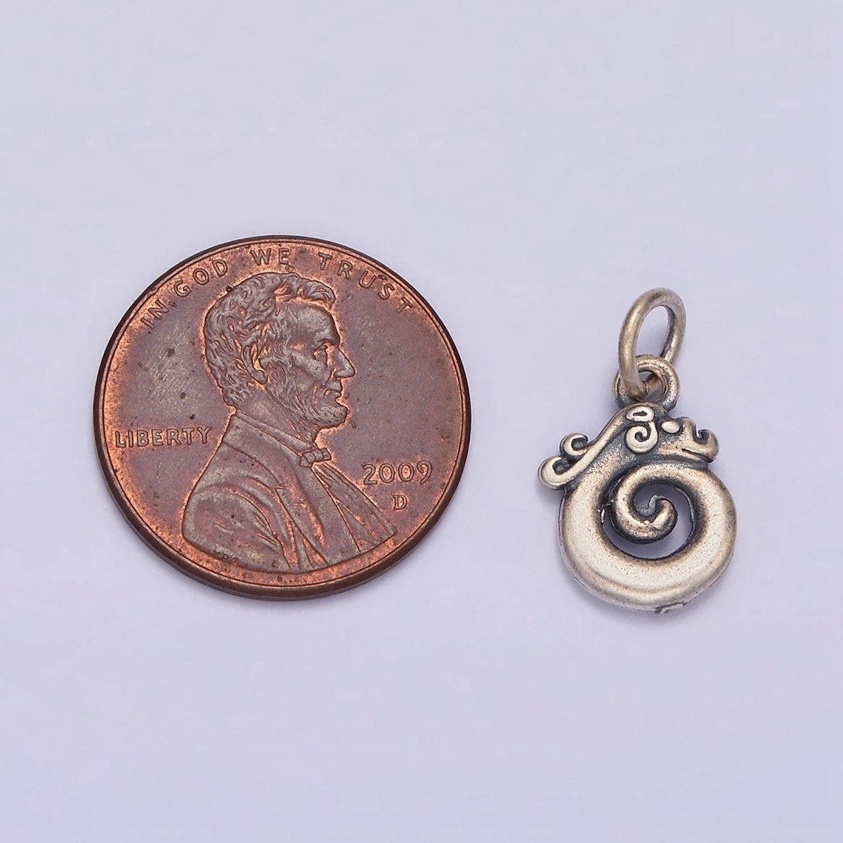 S925 Sterling Silver Dragon Animal Curling Round Add-On Charm | SL-368 - DLUXCA