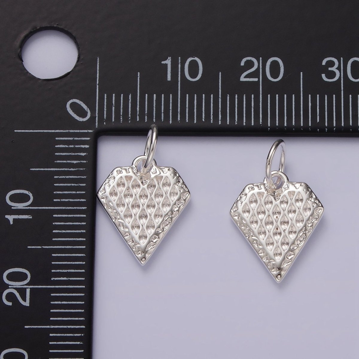 S925 Sterling Silver Edged Artisan Textured Heart Charm | SL-435 - DLUXCA