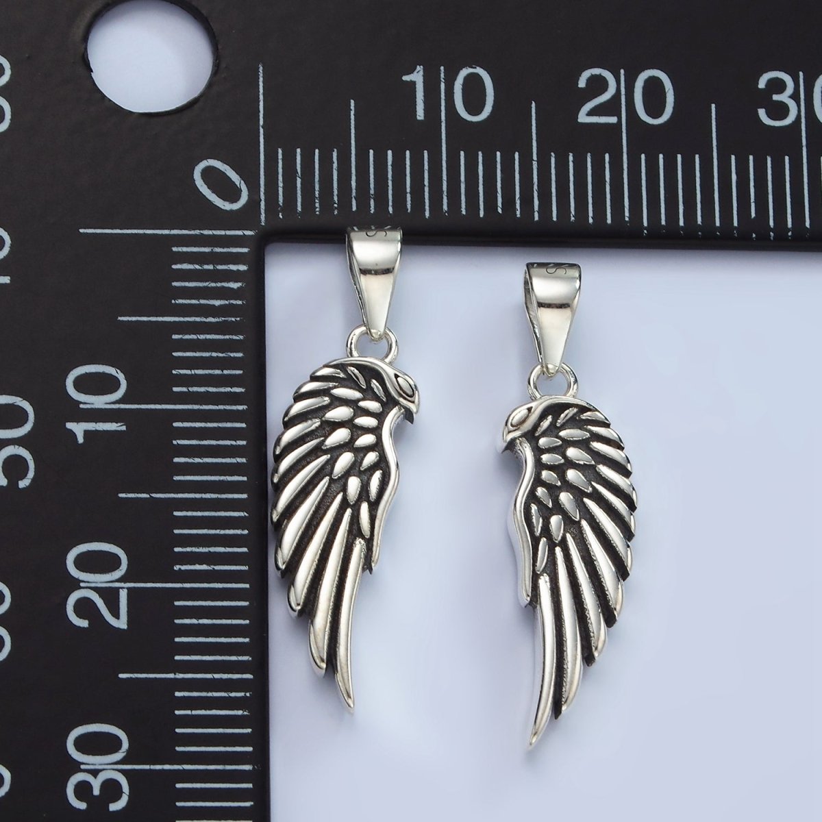 S925 Sterling Silver Feather Wings Oxidized Minimalist Pendant | SL-459 - DLUXCA