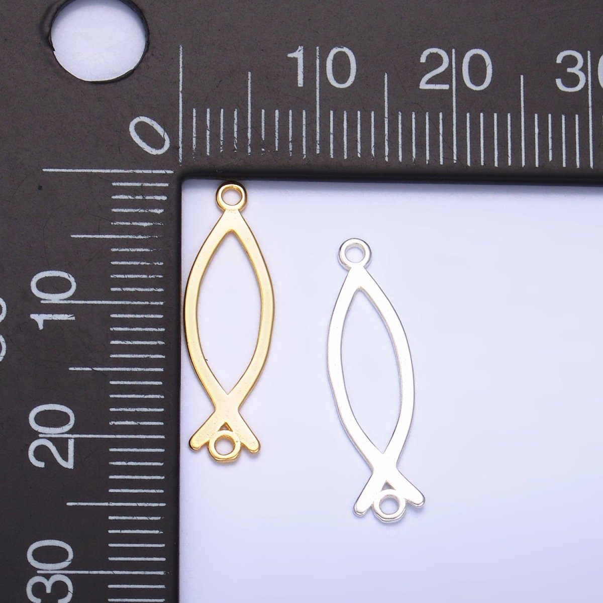 S925 Sterling Silver Fish Minimalist Connector in Gold & Silver | SL-587
