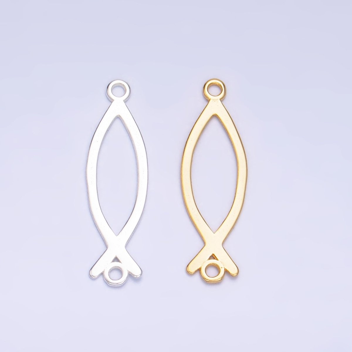S925 Sterling Silver Fish Minimalist Connector in Gold & Silver | SL-587
