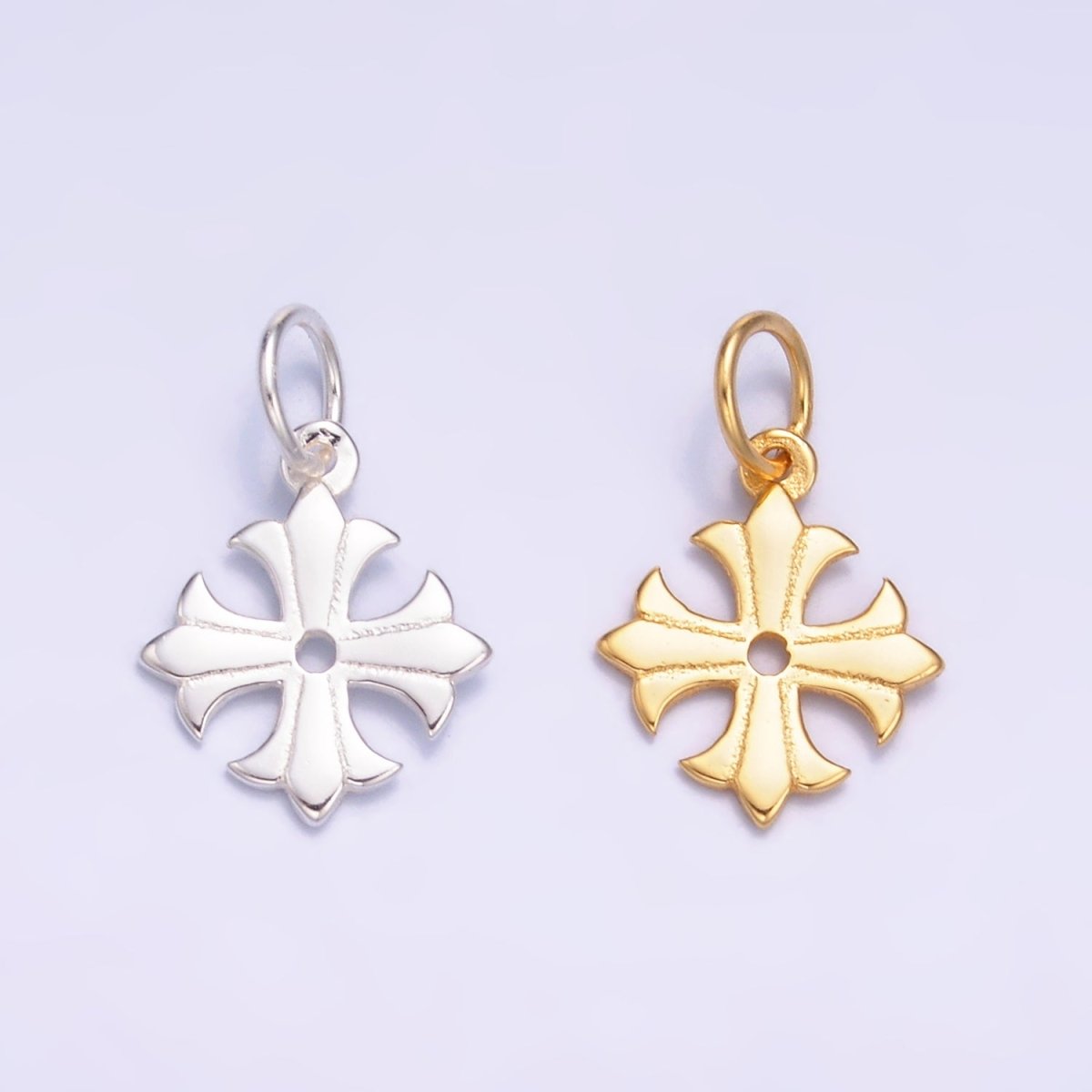 S925 Sterling Silver Fleur Religious Cross in Gold & Silver | SL-623