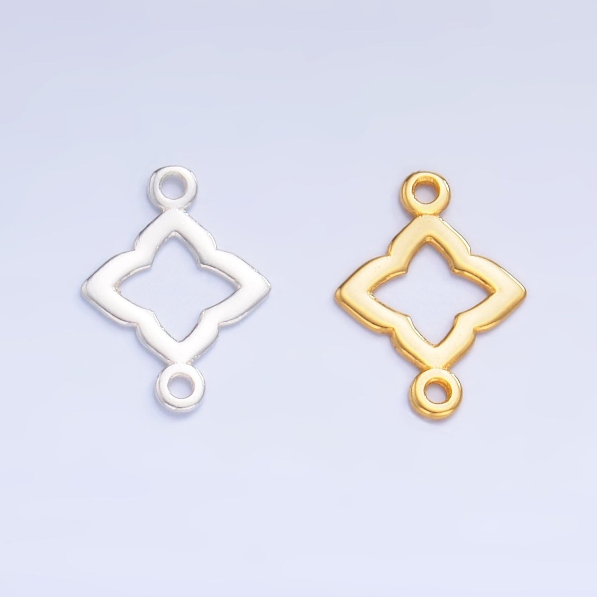 S925 Sterling Silver Floral Clover Flower Charm Connector in Gold & Silver | SL-592