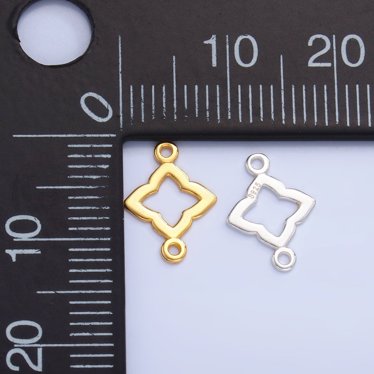 S925 Sterling Silver Floral Clover Flower Charm Connector in Gold & Silver | SL-592