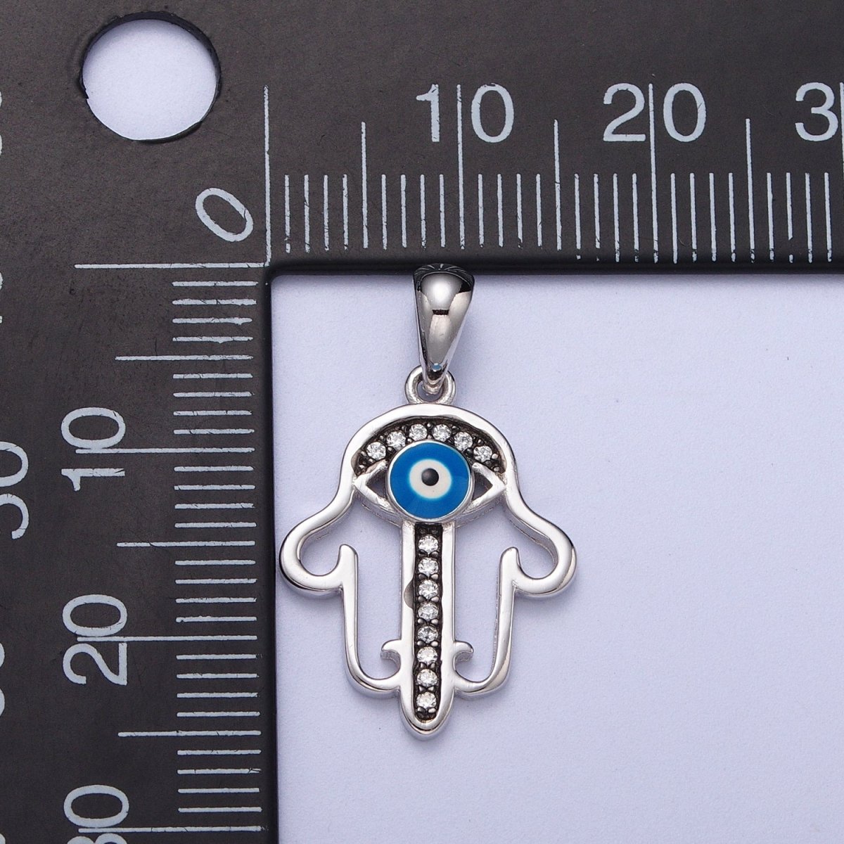 S925 Sterling Silver Hamsa Pendant Hand of Fatima Charm Evil Eye Amulet Religious Protection Pendant Dainty Silver Ancient Symbol SL-407 - DLUXCA