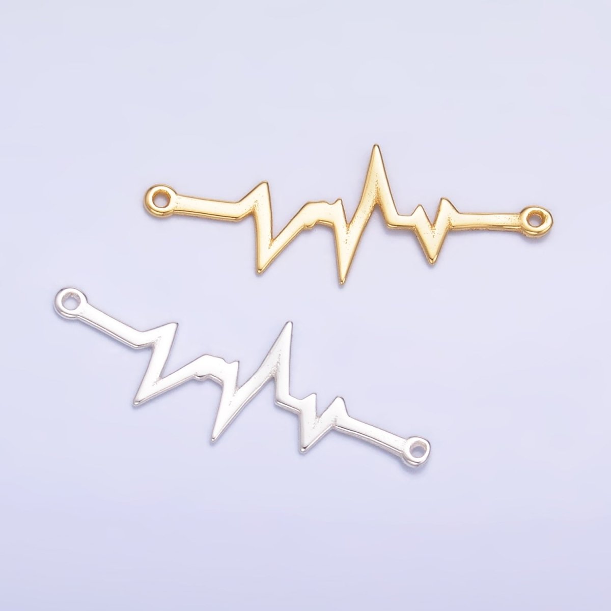 S925 Sterling Silver Heart Beat Minimalist Connector in Gold & Silver | SL-615