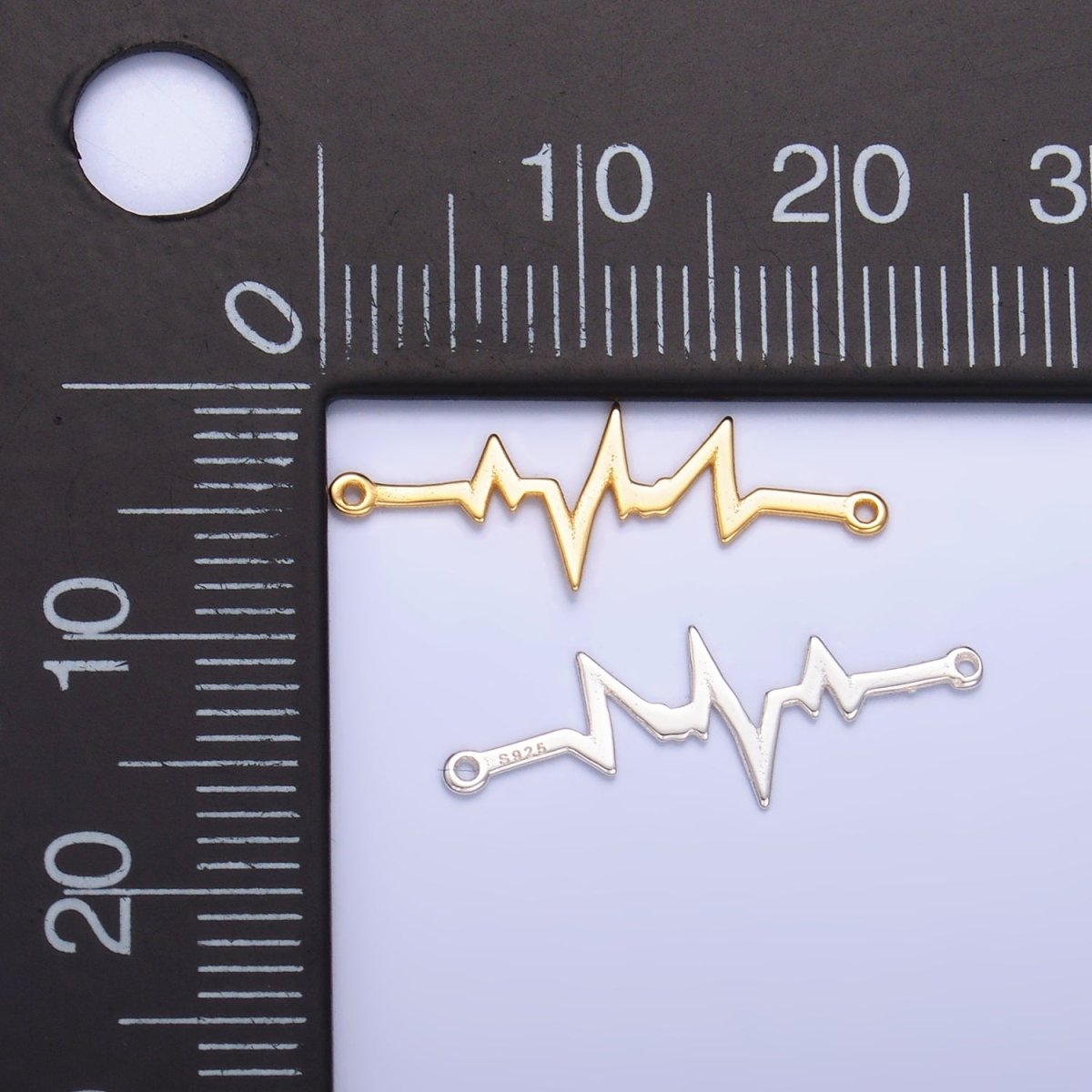 S925 Sterling Silver Heart Beat Minimalist Connector in Gold & Silver | SL-615