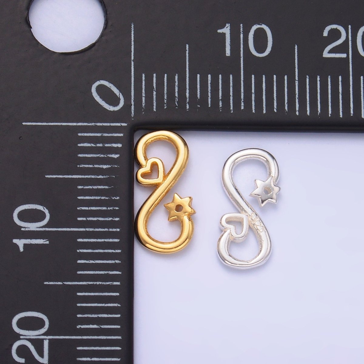 S925 Sterling Silver Heart Celestial Star Infinity Link Charm Connector in Gold & Silver | SL-631
