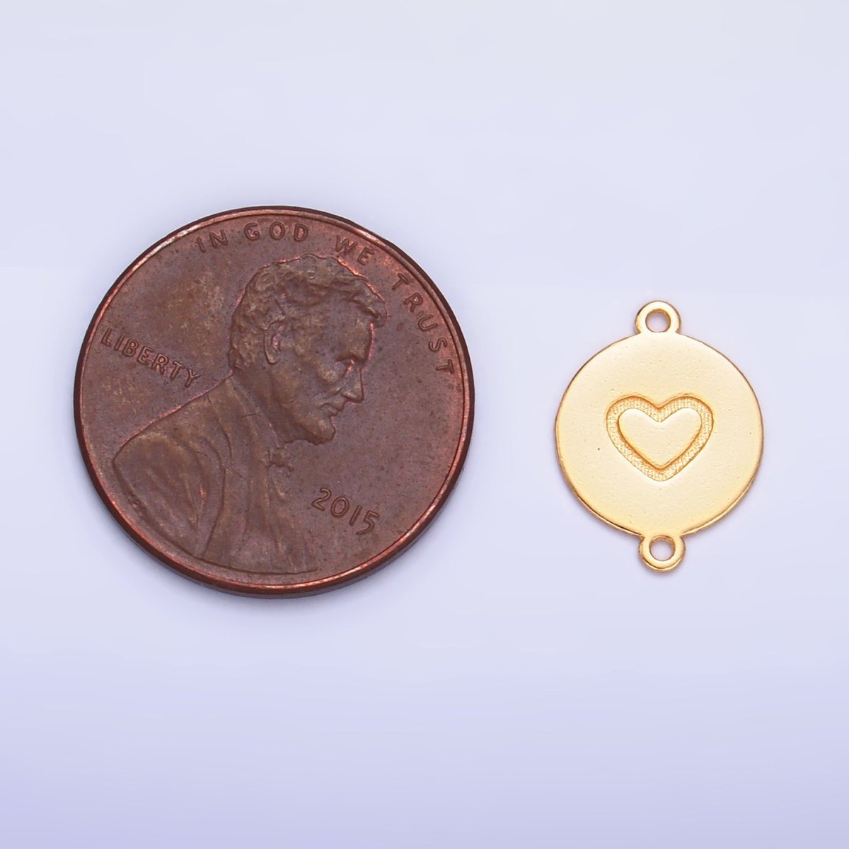 S925 Sterling Silver Heart Engraved Round Connector in Gold & Silver | SL-586