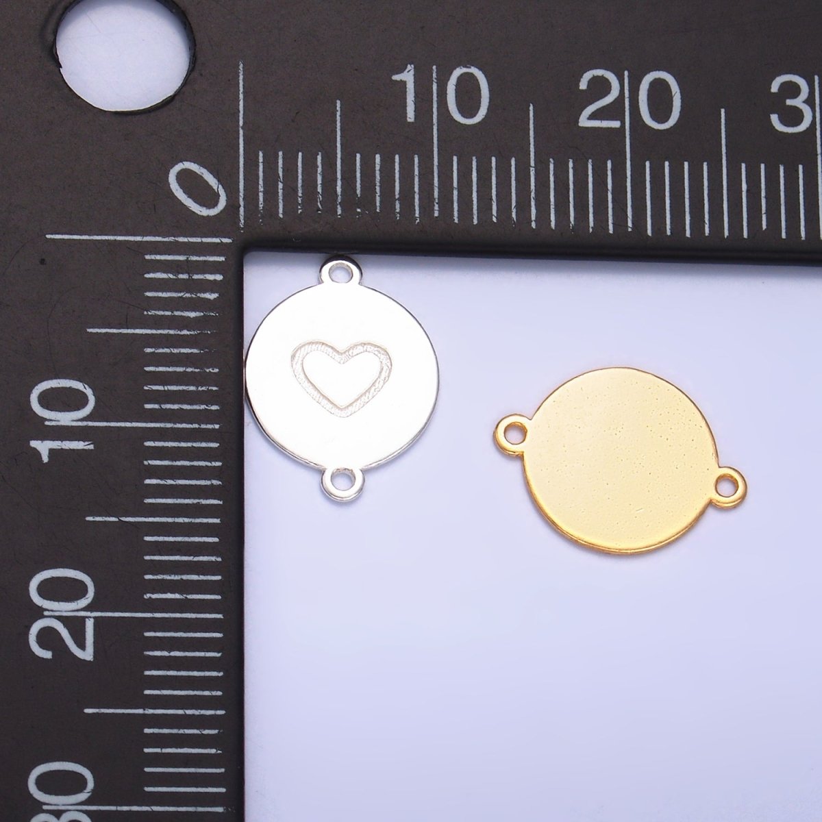 S925 Sterling Silver Heart Engraved Round Connector in Gold & Silver | SL-586