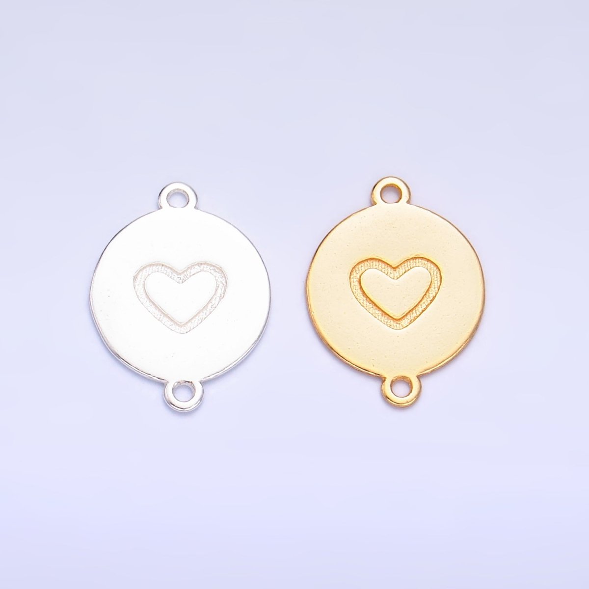 S925 Sterling Silver Heart Engraved Round Connector in Gold & Silver | SL-586