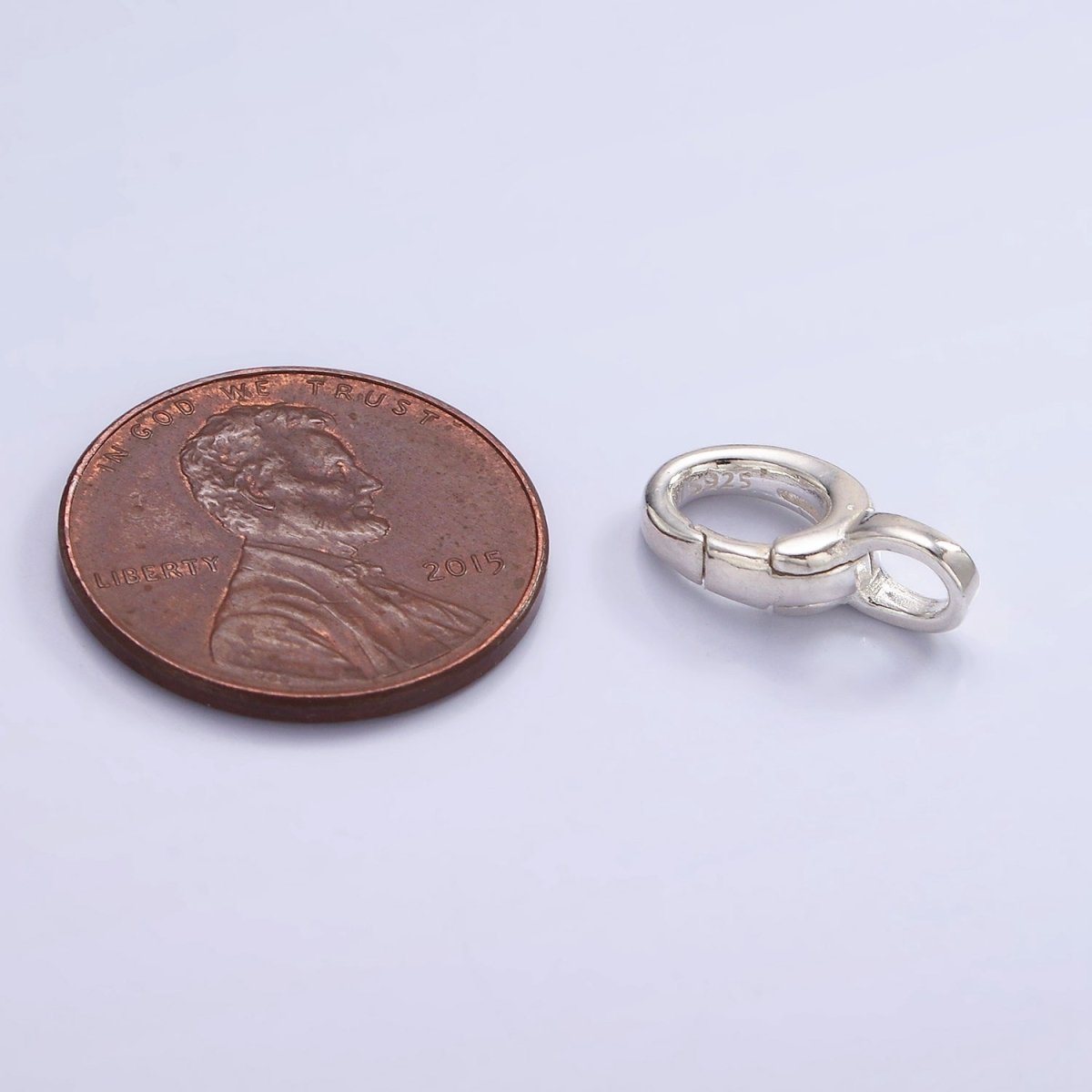 S925 Sterling Silver Hinged Oval Push Clasp Charm Pendant Holder Bail SL-486 - DLUXCA