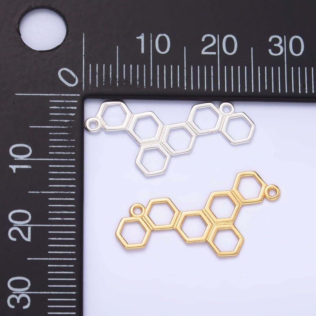 S925 Sterling Silver Honey Comb Charm Connector in Gold & Silver | SL-634
