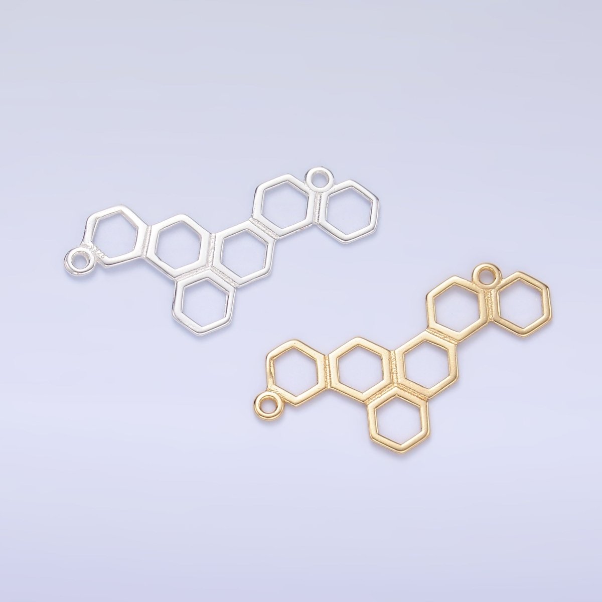 S925 Sterling Silver Honey Comb Charm Connector in Gold & Silver | SL-634