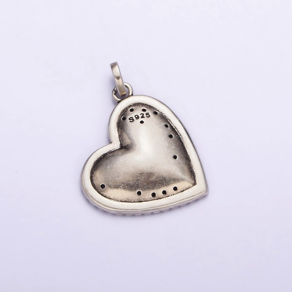 S925 Sterling Silver Leo Zodiac Clear Micro Paved CZ Heart Charm | SL-338 - DLUXCA