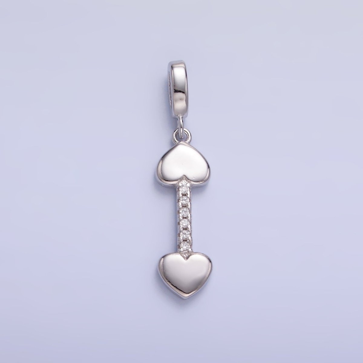 S925 Sterling Silver Micro Paved CZ Heart Arrow Pendant | SL - 605 - DLUXCA