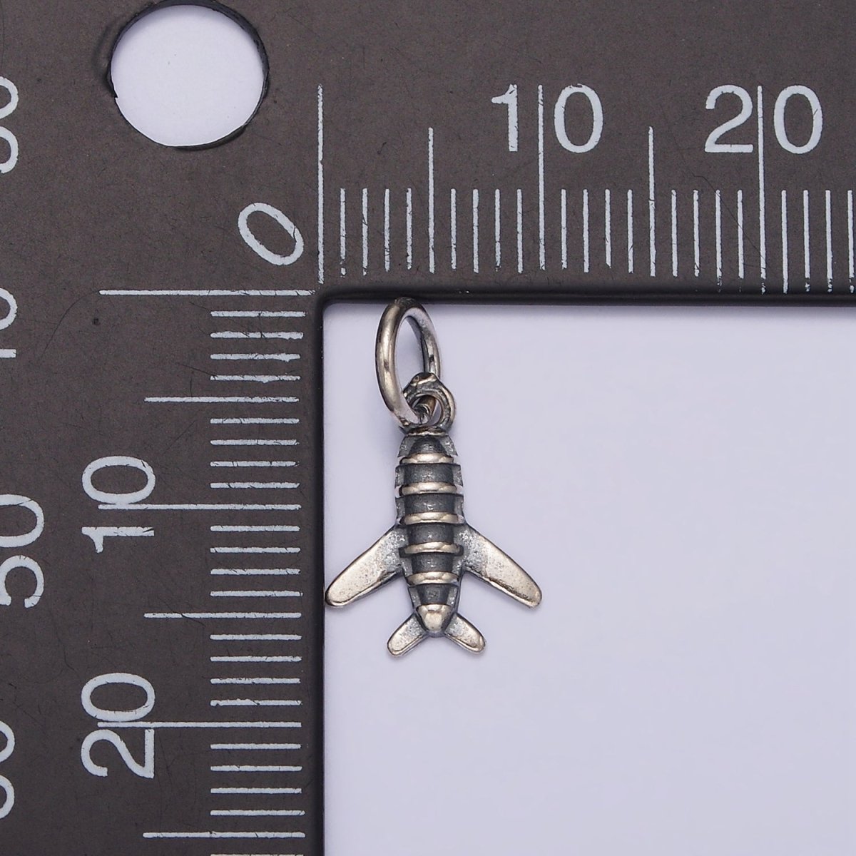 S925 Sterling Silver Mini Airplane Rocket Lined Charm | SL-365 - DLUXCA