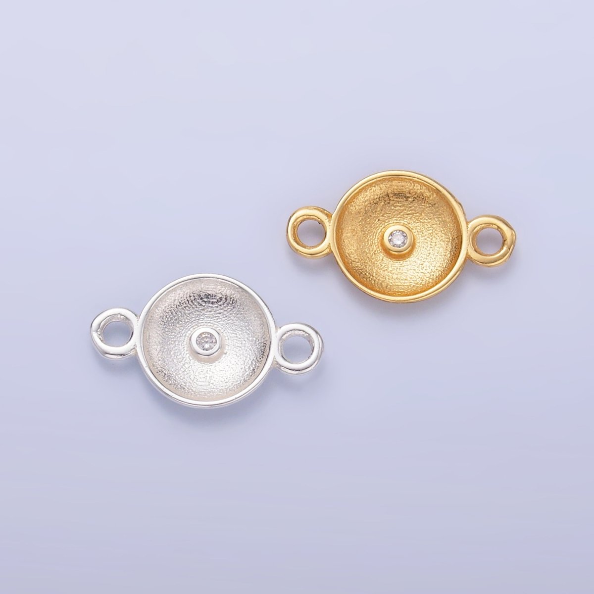 S925 Sterling Silver Minimalist CZ Round Charm Connector in Gold & Silver | SL-627