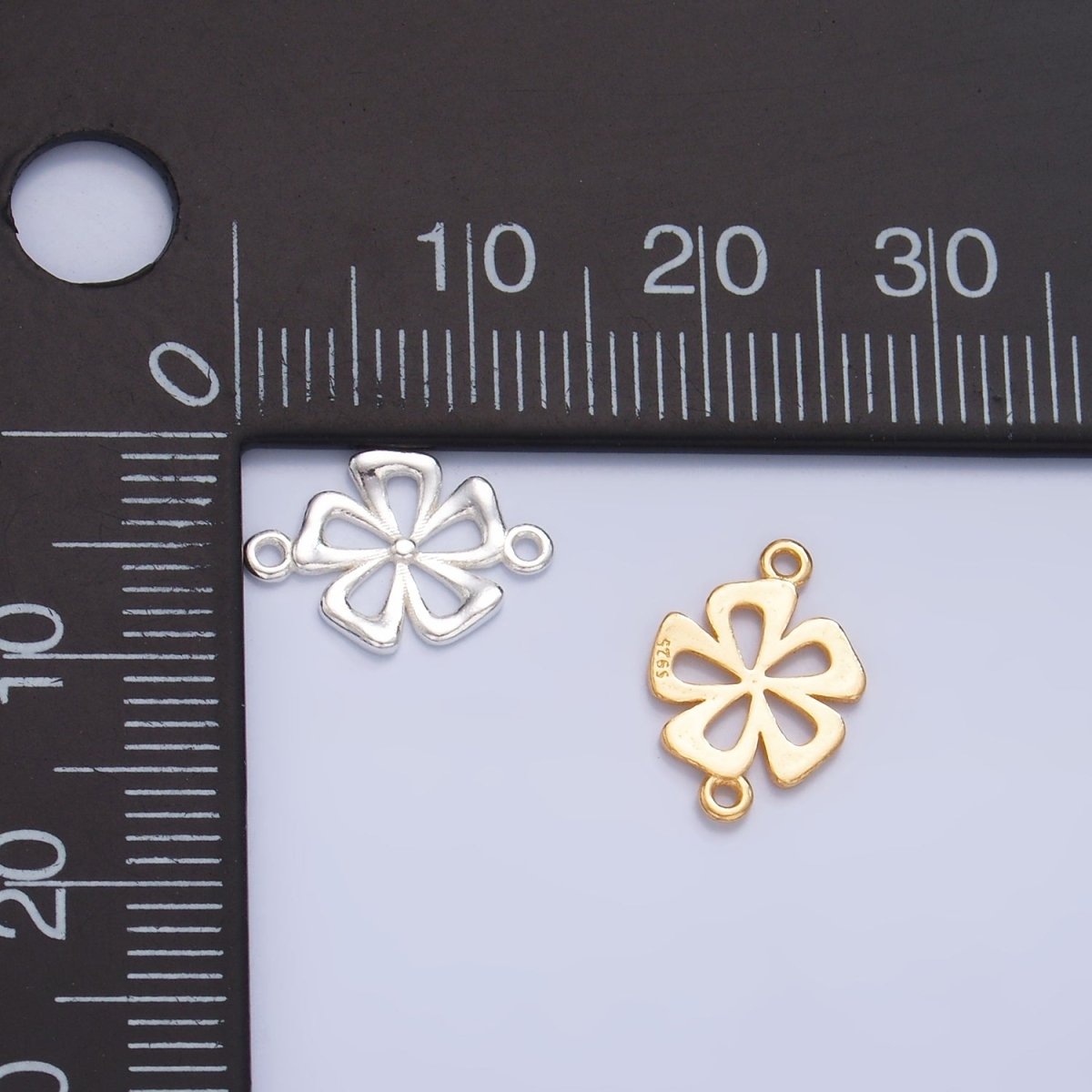 S925 Sterling Silver Minimalist Flower Connector in Gold & Silver | SL-520