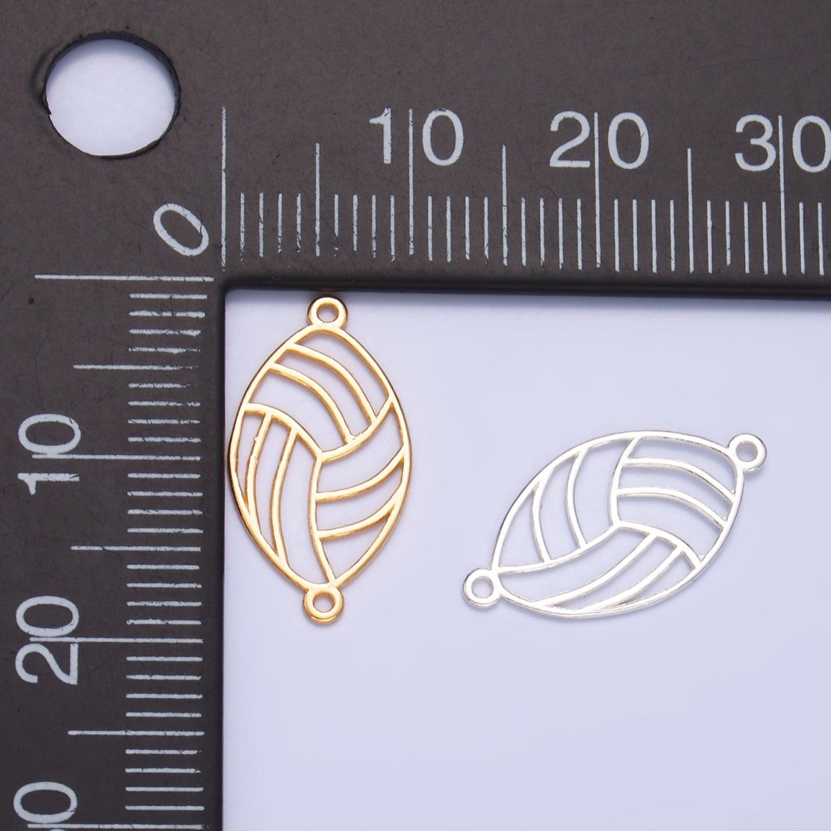 S925 Sterling Silver Minimalist Football Sports Connector in Gold & Silver | SL-584