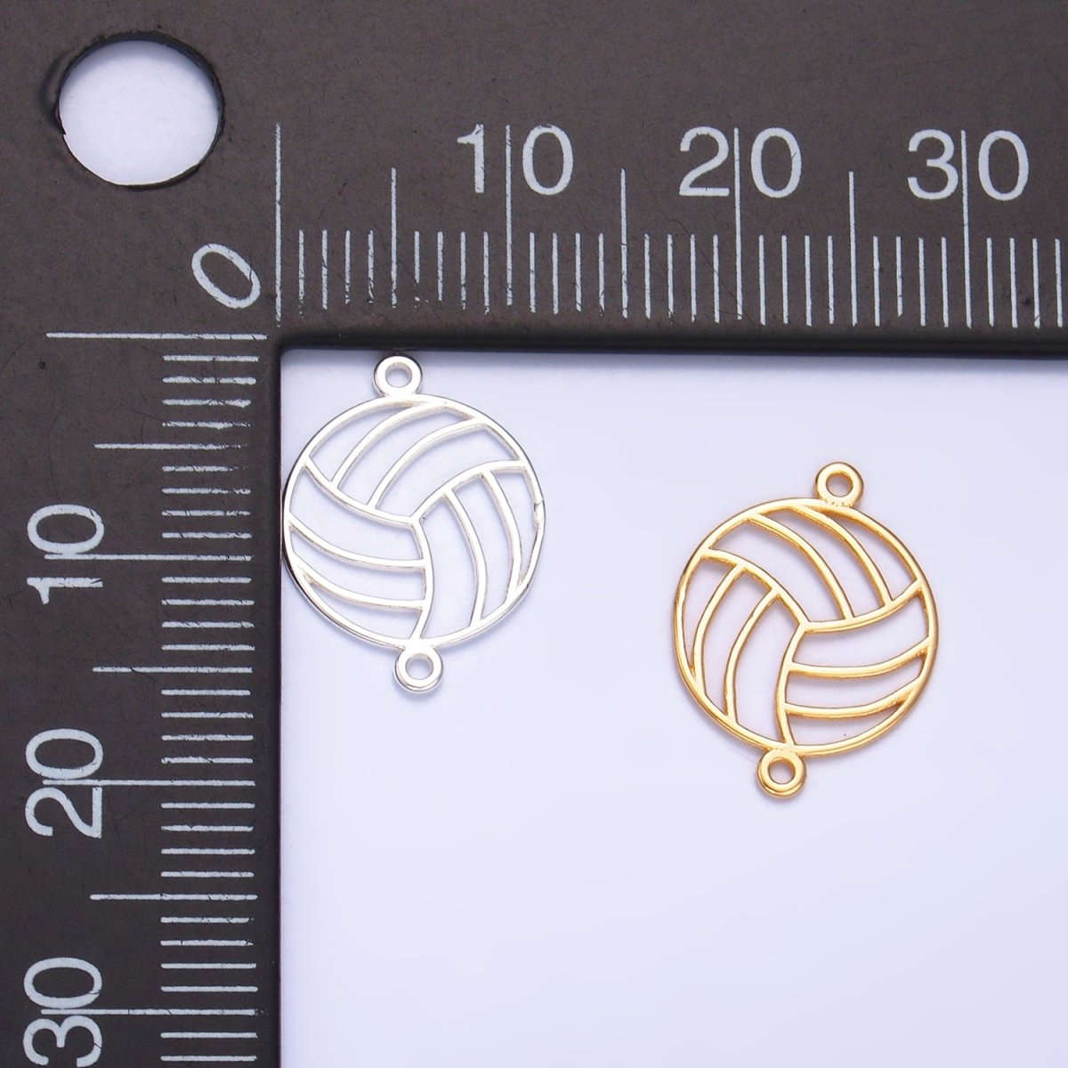 S925 Sterling Silver Minimalist Soccer Ball Sports Connector in Gold & Silver | SL-585