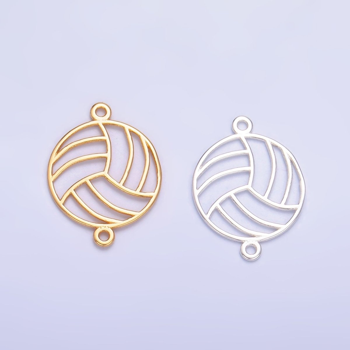 S925 Sterling Silver Minimalist Soccer Ball Sports Connector in Gold & Silver | SL-585