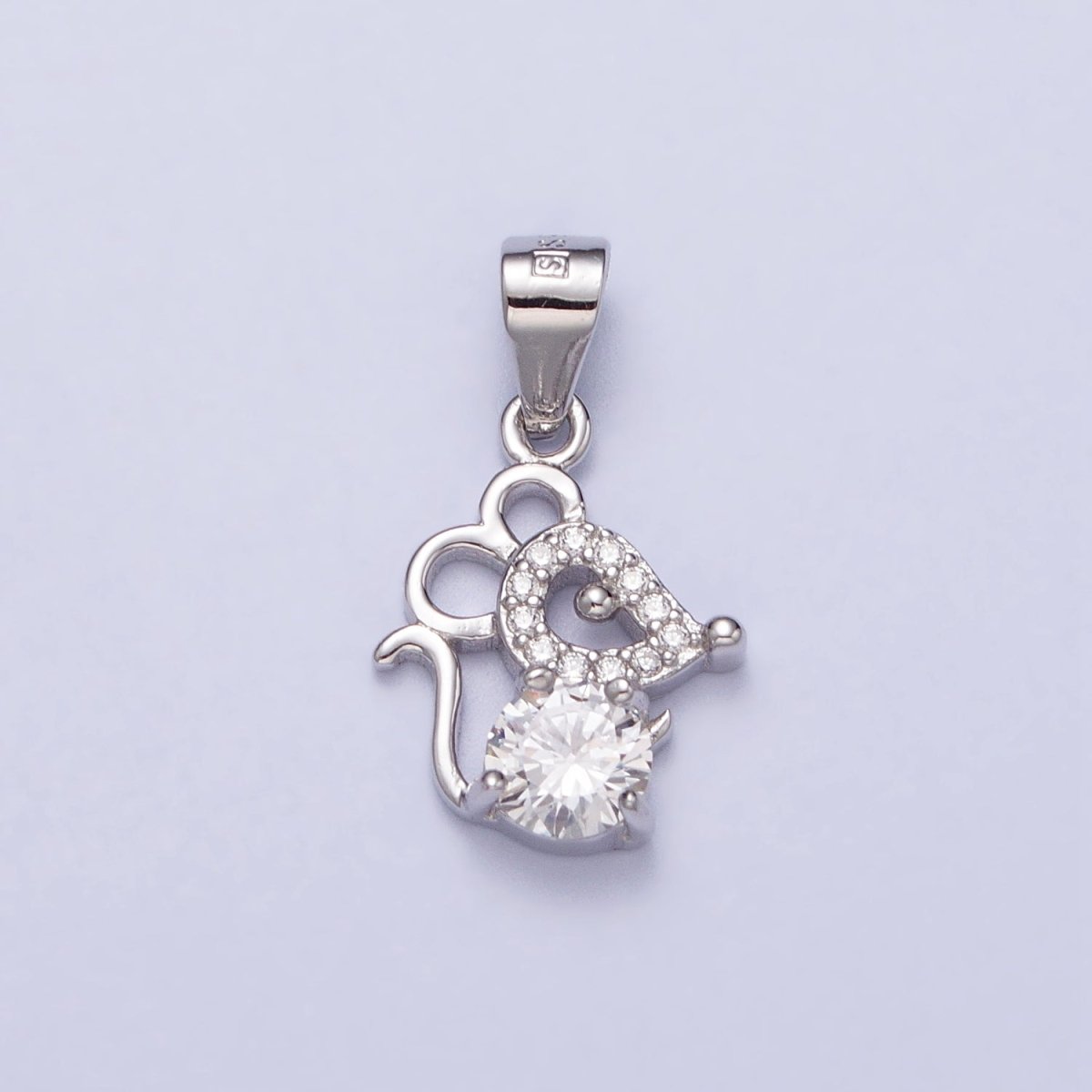 S925 Sterling Silver Mouse Charm, Animals Jewelry, Mouse Charm, Mouse Necklace Bracelet Earring Charm Cubic Mouse Pendant SL-392 - DLUXCA