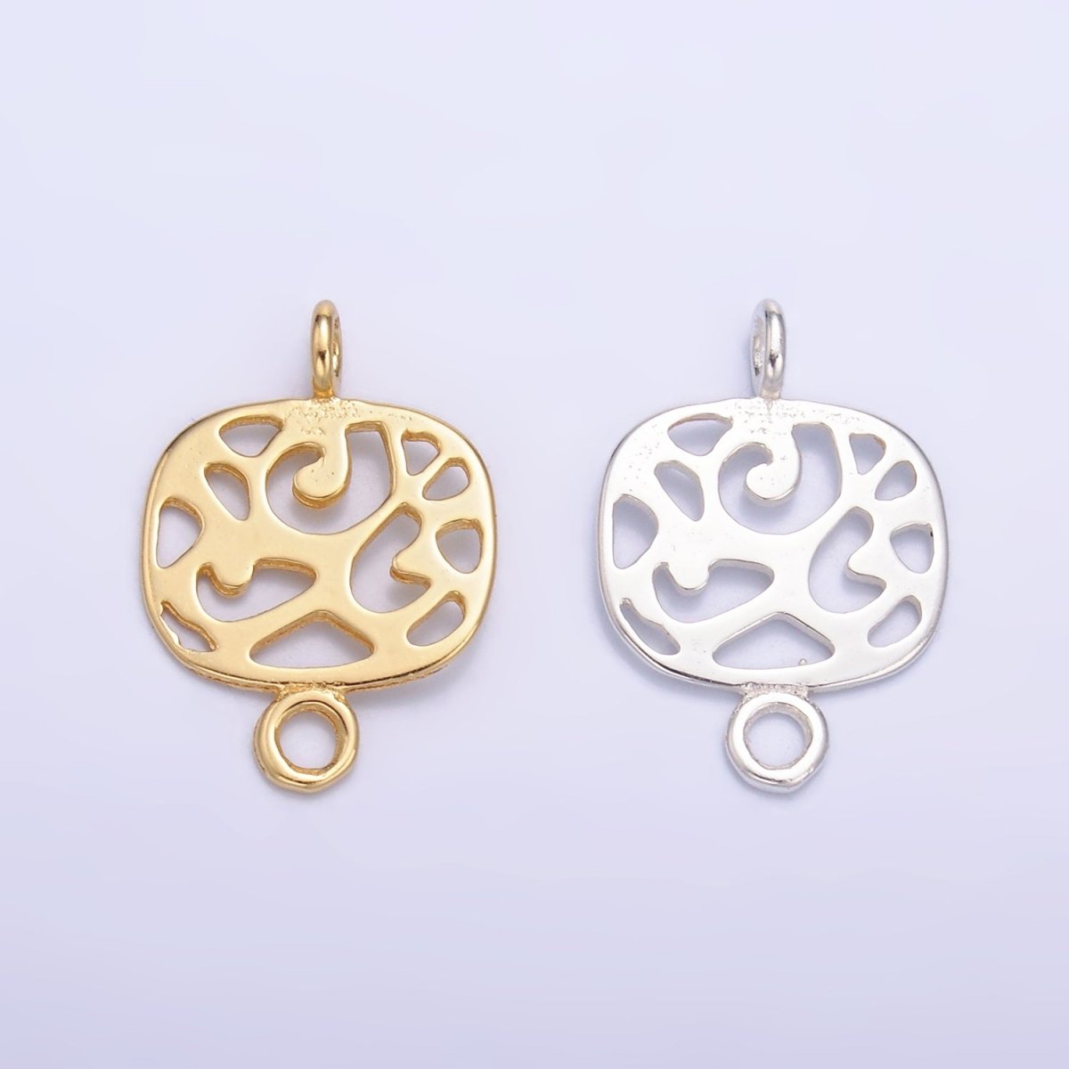 S925 Sterling Silver Open Abstract Geometric Square Connector in Gold & Silver | SL-618