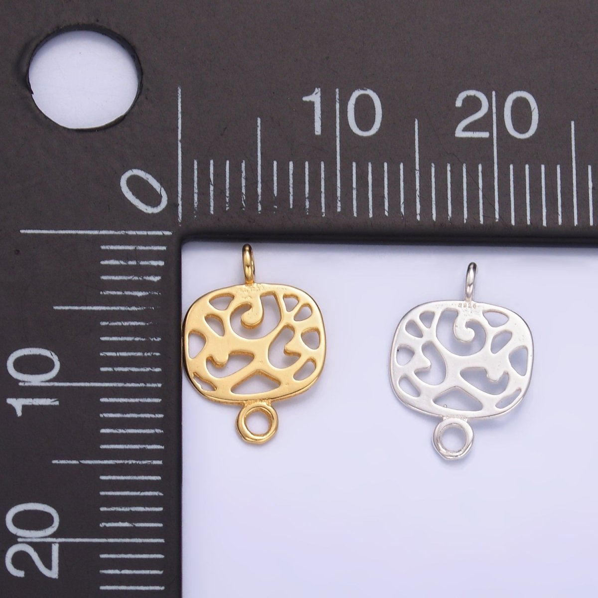 S925 Sterling Silver Open Abstract Geometric Square Connector in Gold & Silver | SL-618
