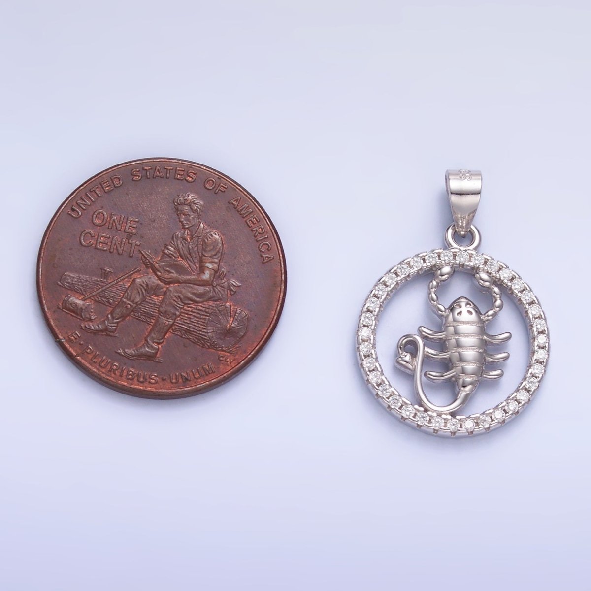 S925 Sterling Silver Open Micro Paved CZ Scorpion Animal Round Pendant | SL - 601 - DLUXCA