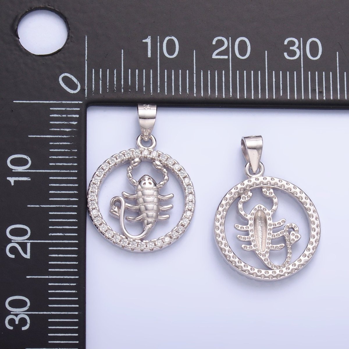 S925 Sterling Silver Open Micro Paved CZ Scorpion Animal Round Pendant | SL - 601 - DLUXCA