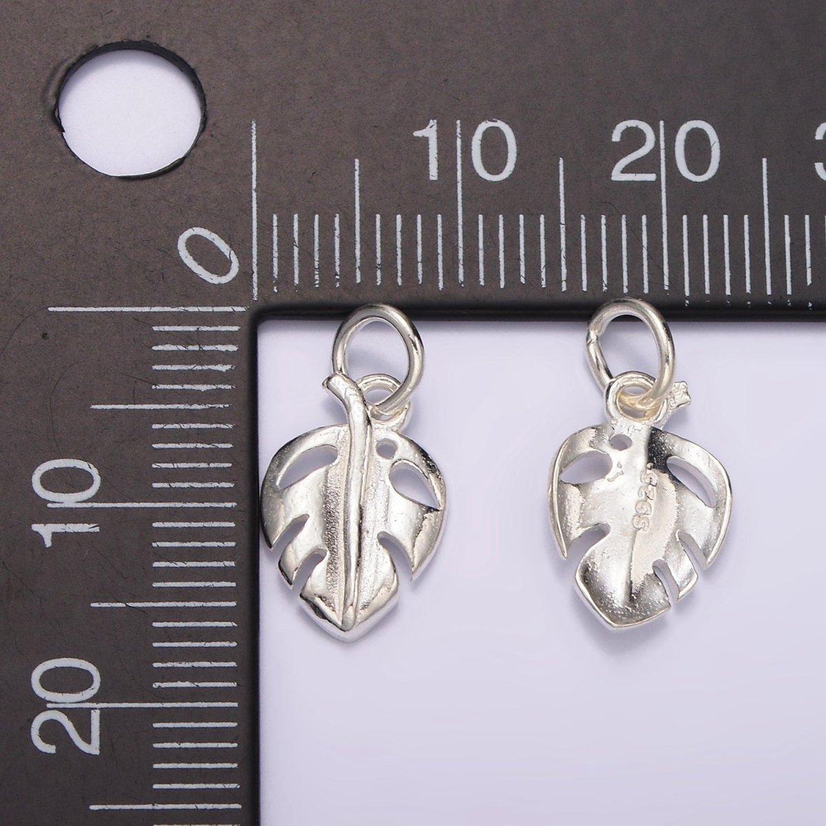 S925 Sterling Silver Open Monstera Palm Leaf Nature Charm | SL-416 - DLUXCA