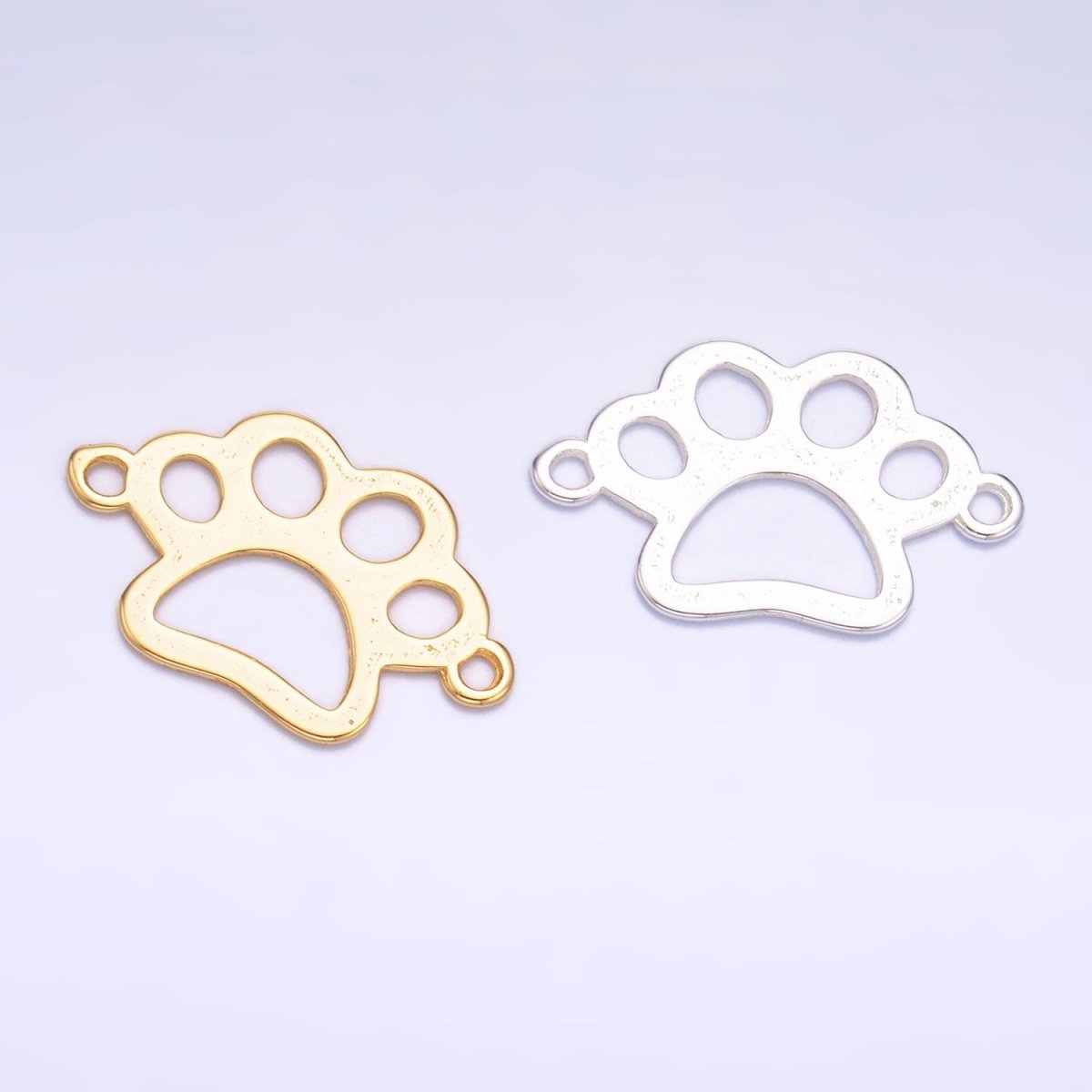 S925 Sterling Silver Open Pet Paw Print Connector in Gold & Silver | SL-616