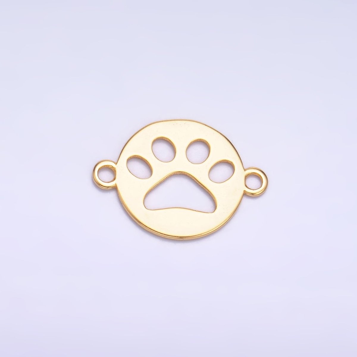 S925 Sterling Silver Open Pet Paw Print Round Connector in Gold & Silver | SL-617
