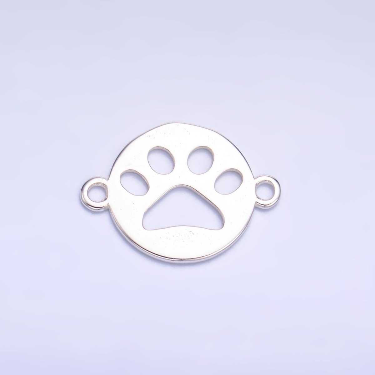 S925 Sterling Silver Open Pet Paw Print Round Connector in Gold & Silver | SL-617