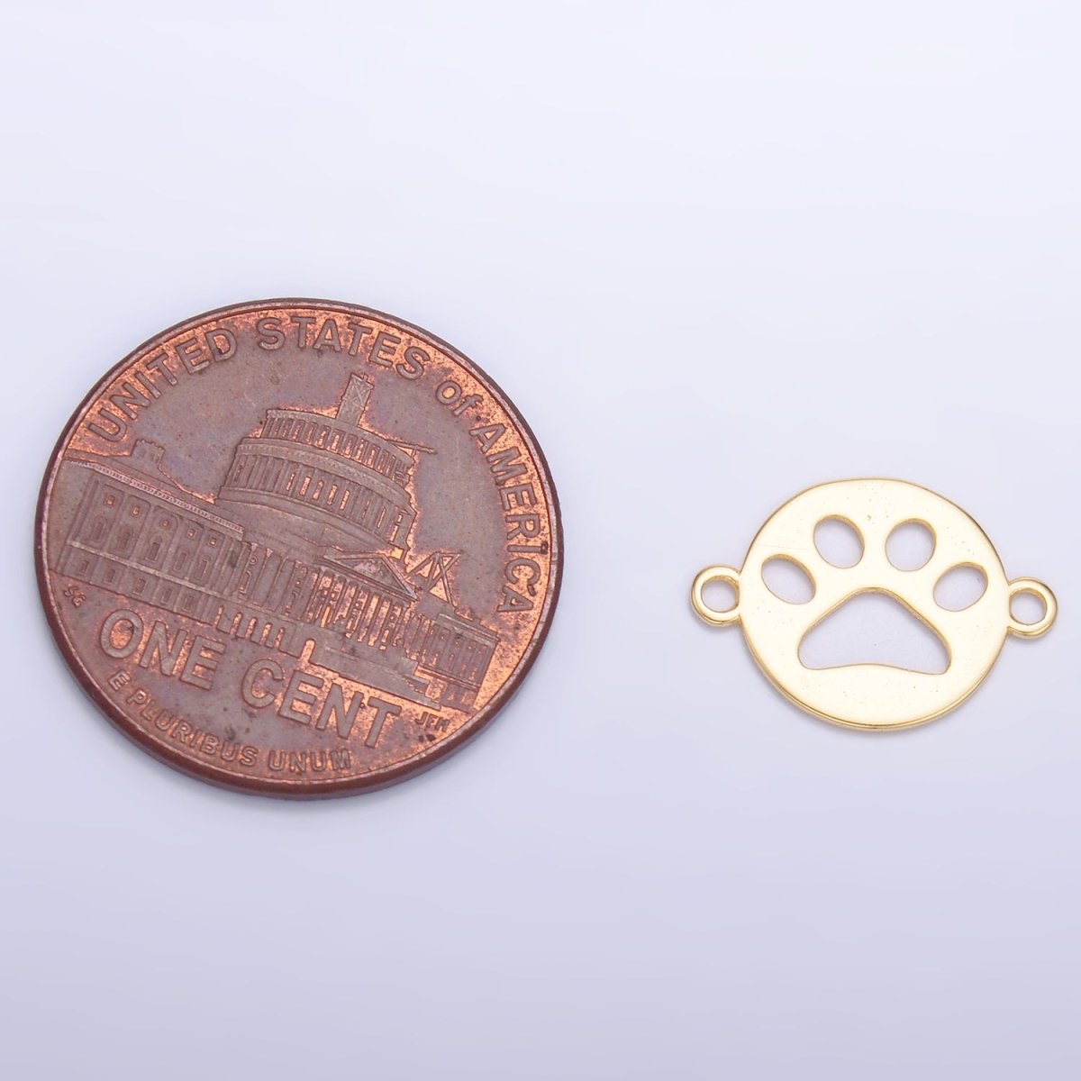 S925 Sterling Silver Open Pet Paw Print Round Connector in Gold & Silver | SL-617