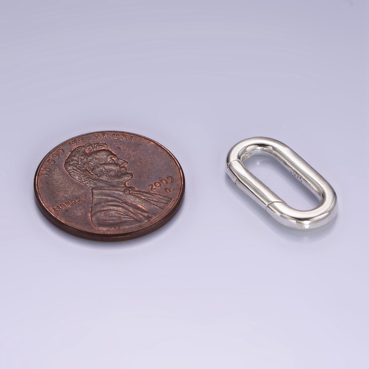 S925 Sterling Silver Oval Clasp Spring Gate Push Clip Clasp for Charm Holder SL-474 - DLUXCA