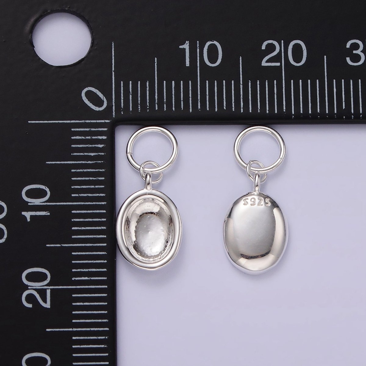 S925 Sterling Silver Oval Dome Minimalist Charm | SL-420 - DLUXCA
