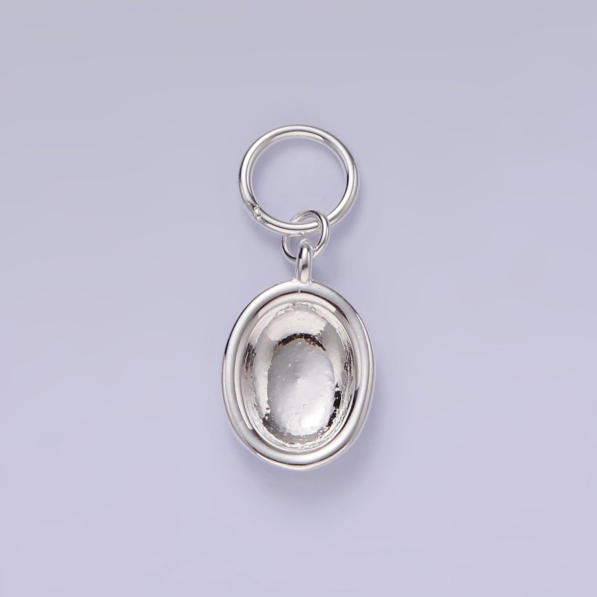 S925 Sterling Silver Oval Dome Minimalist Charm | SL-420 - DLUXCA