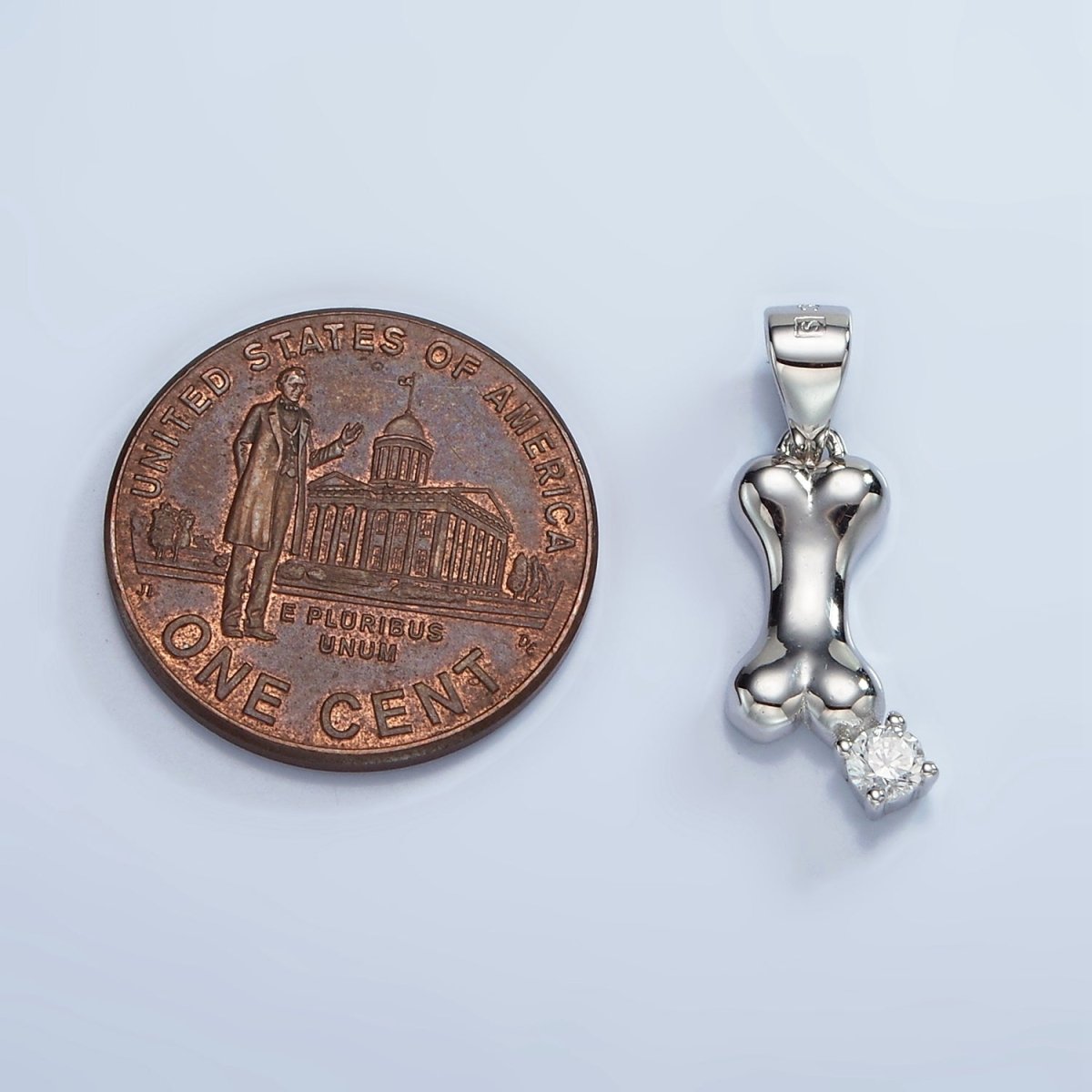 S925 Sterling Silver Pet Dog Bone CZ Pendant | SL-455 - DLUXCA