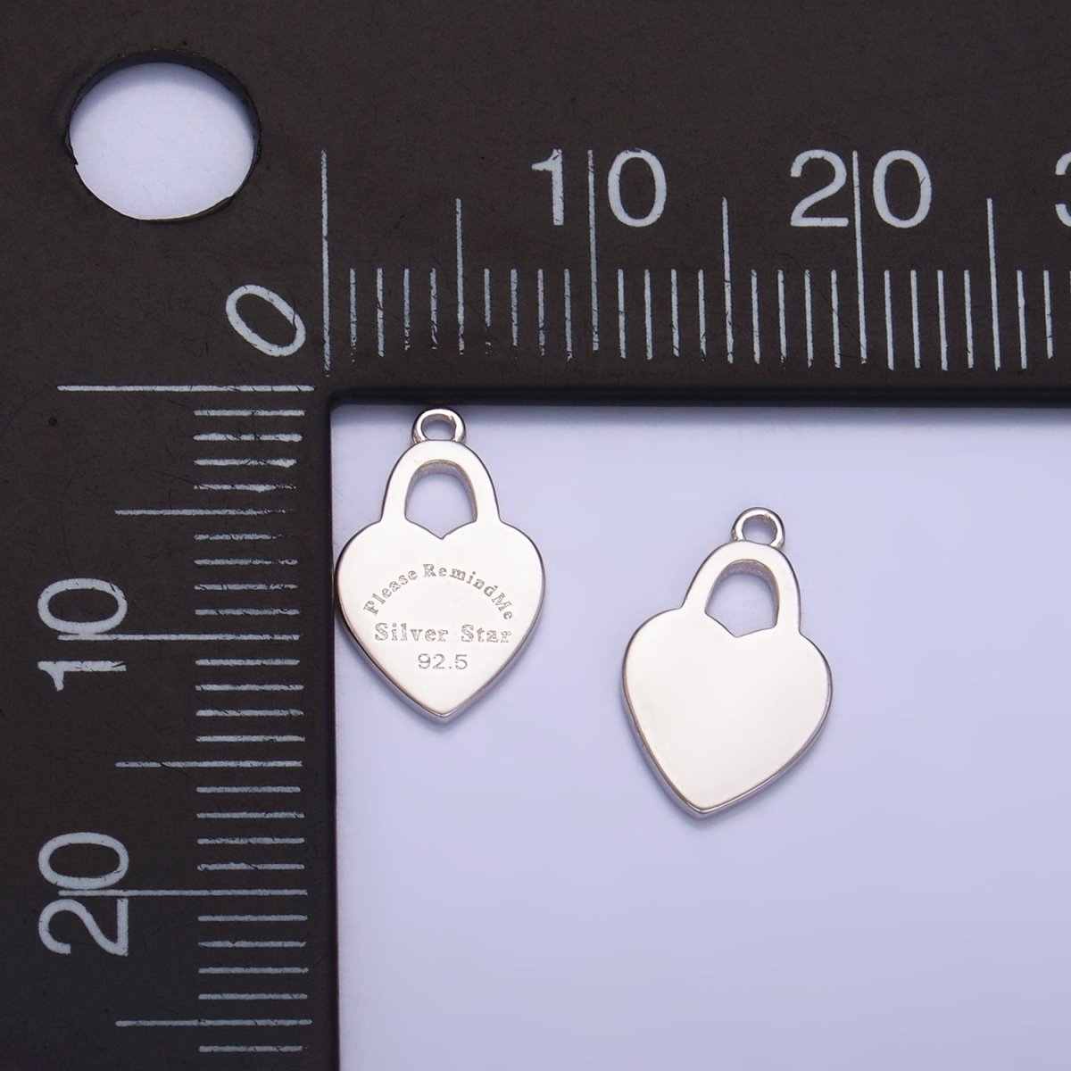 S925 Sterling Silver "Please Remind Me" Script Heart Padlock Charm | SL - 578 - DLUXCA