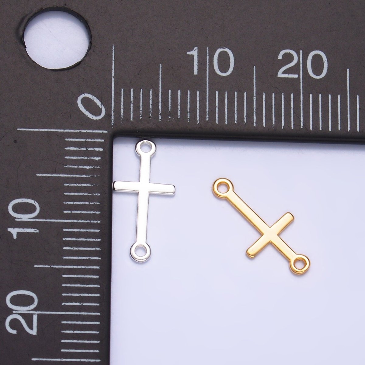 S925 Sterling Silver Sideway Cross Minimalist Connector in Gold & Silver | SL-589